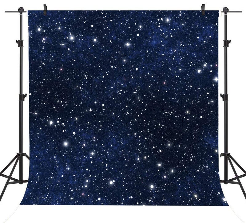 Sensfun 8X8ft Night Starry Sky Photography Backdrop Shiny Galaxy Stars Wedding Photo Studio Booth Background Outer Space Kids Birthday Baby Shower Party Decoration Banner w-1025 - Image 1